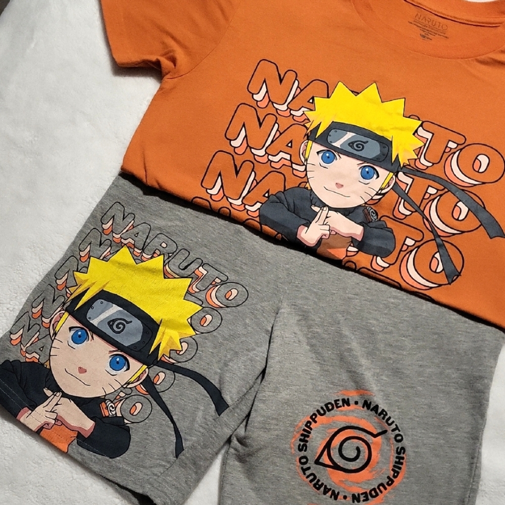 Naruto Kids Orange and Gray T-Shirt Set